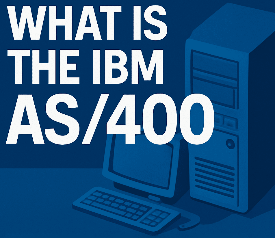 written text 'What is the IBM AS/400' on a computer image